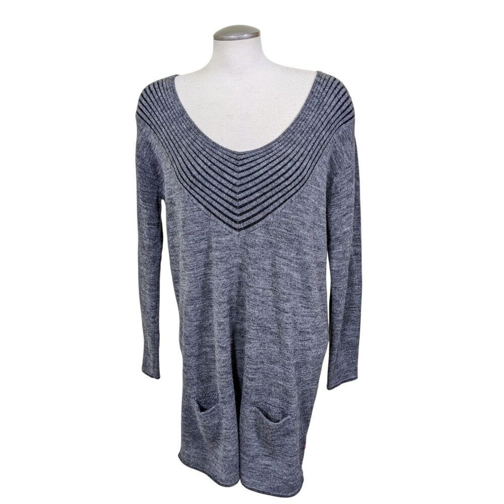 Knitwear by Jackpot Women L Gray Sweater Tunic Dress Jumper Wool Blend Pockets